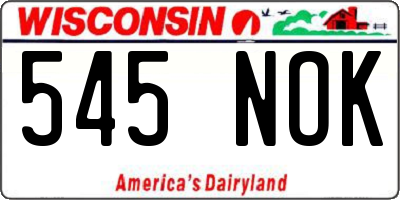 WI license plate 545NOK