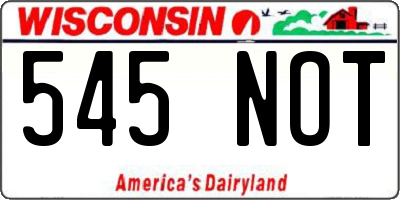 WI license plate 545NOT
