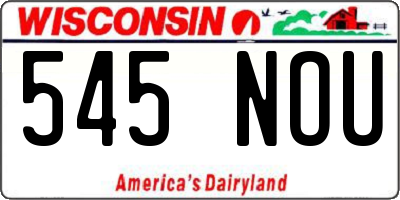 WI license plate 545NOU