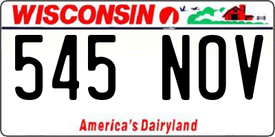 WI license plate 545NOV