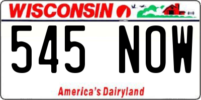 WI license plate 545NOW