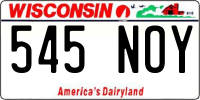 WI license plate 545NOY