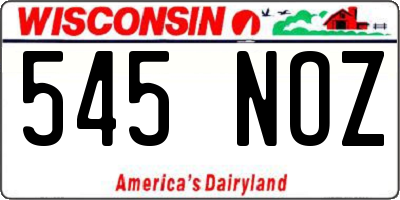 WI license plate 545NOZ