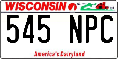 WI license plate 545NPC
