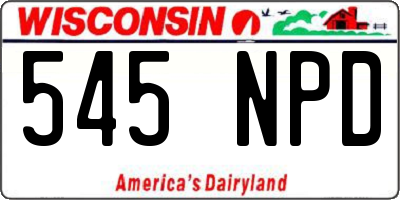 WI license plate 545NPD
