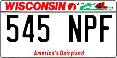 WI license plate 545NPF