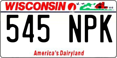 WI license plate 545NPK