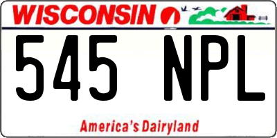 WI license plate 545NPL