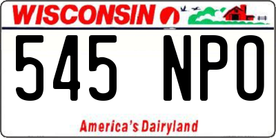 WI license plate 545NPO