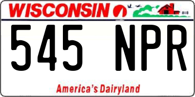WI license plate 545NPR