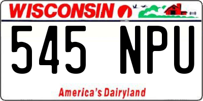 WI license plate 545NPU