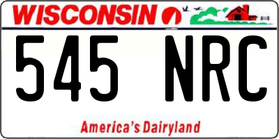 WI license plate 545NRC