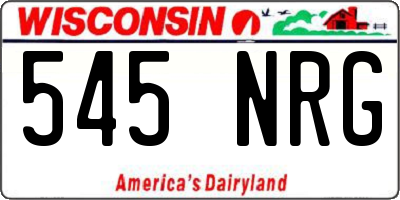 WI license plate 545NRG