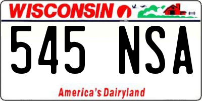 WI license plate 545NSA