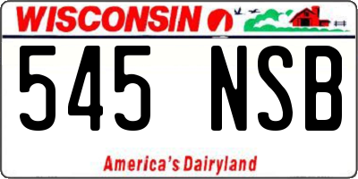 WI license plate 545NSB
