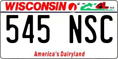 WI license plate 545NSC