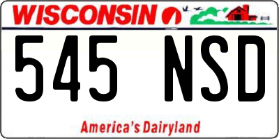 WI license plate 545NSD