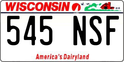 WI license plate 545NSF