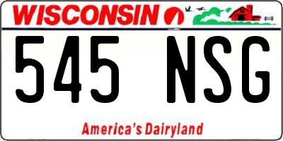 WI license plate 545NSG