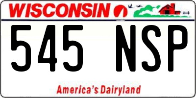 WI license plate 545NSP