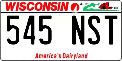 WI license plate 545NST