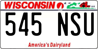WI license plate 545NSU