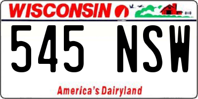WI license plate 545NSW