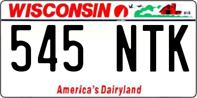 WI license plate 545NTK