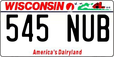 WI license plate 545NUB