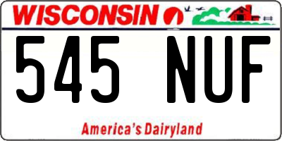 WI license plate 545NUF