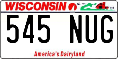 WI license plate 545NUG