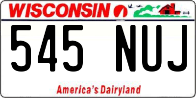 WI license plate 545NUJ