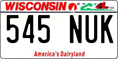 WI license plate 545NUK