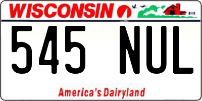 WI license plate 545NUL