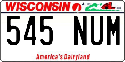 WI license plate 545NUM