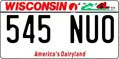 WI license plate 545NUO