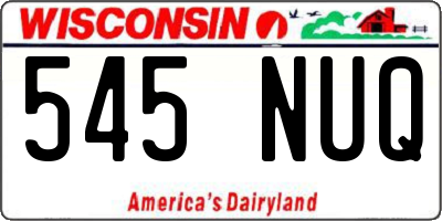 WI license plate 545NUQ