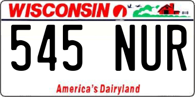 WI license plate 545NUR