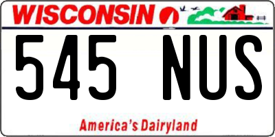 WI license plate 545NUS
