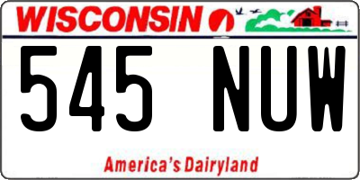 WI license plate 545NUW