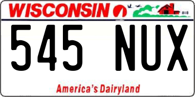 WI license plate 545NUX