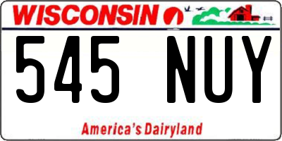 WI license plate 545NUY