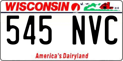 WI license plate 545NVC
