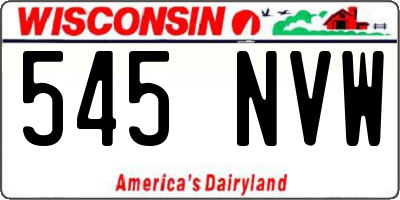 WI license plate 545NVW
