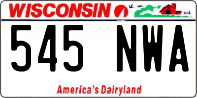 WI license plate 545NWA