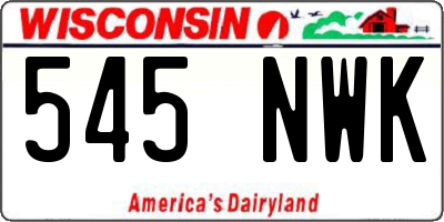 WI license plate 545NWK