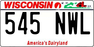 WI license plate 545NWL