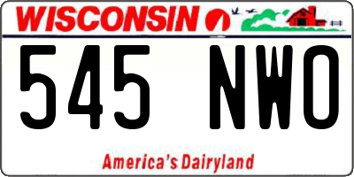 WI license plate 545NWO