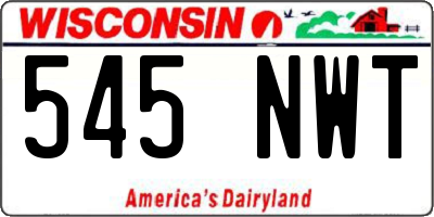 WI license plate 545NWT