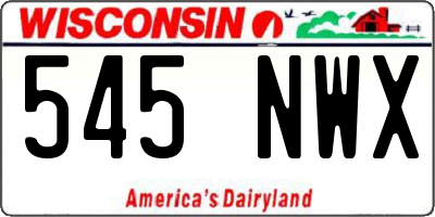 WI license plate 545NWX